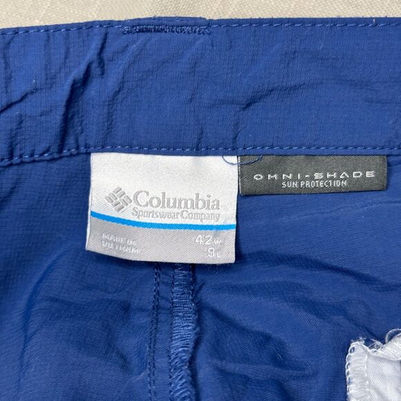Men's Columbia Omni-Shade Shorts 42W - Navy Blue - Cargo Pocket - Good Preowned - Picture 6 of 7